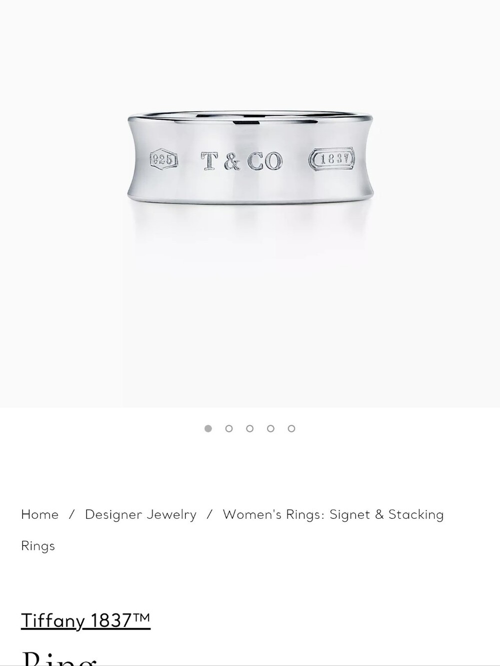 Tiffany 1837 Wide Band Sterlibg Silver Ring - Picture 6 of 7